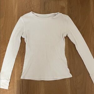 White Long Sleeve Ribbed Top